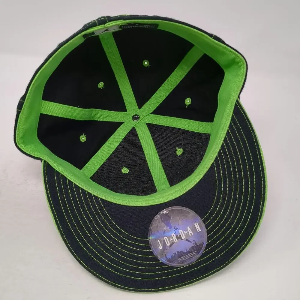 Jordan Baseball Cap Black Green 7 1/8 Fitted Jumpman Logo Contrast Stitch Hat